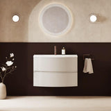 Crosswater Wall Mounted Vanity Unit 800mm / White Gloss / Cast Mineral Marble Basin - 1 Tap Hole Crosswater Svelte Wall Hung Vanity Unit with Basin