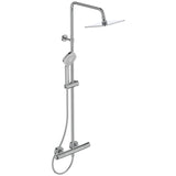 Ideal Standard Exposed Shower Set Ideal Standard Ceratherm T100 Exposed Thermostatic Shower Valve Set with Square Showerhead, Adjustable Riser and Handset in Chrome