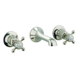 Crosswater Wall Mounted Basin Tap Nickel Crosswater Belgravia 3 Hole - Wall Mounted - Basin Mixer Tap with Crosshead Handle
