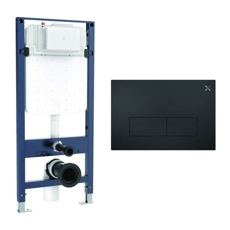 Crosswater Wall Hung WC Frame MPRO Steel Plate in Matt Black Crosswater 1.12m Slim Depth Dual Flush WC Support Frame Set with Flush Plate