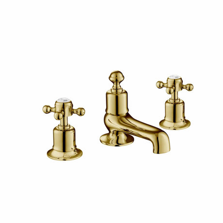 JTP Bath Mixer Polished Gold JTP Grosvenor Cross 3 Hole Deck Mounted Bath Filler Tap