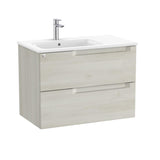 Roca Wall Mounted Vanity Unit White Wood / Left Hand Roca Aleyda 800mm Wall Mounted Two Drawer Vanity Unit with Basin