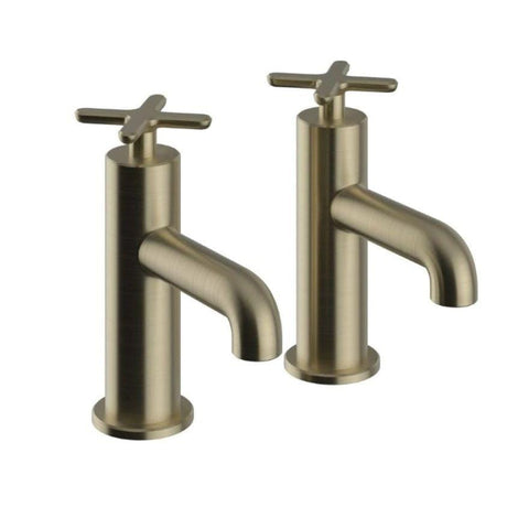 Heritage Pillar Bath Tap Brushed Brass Heritage Salcombe Bath Pillar Taps (Pair)