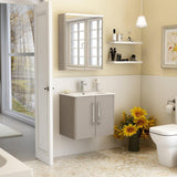 Imex Wall Mounted Vanity Unit Matt Ash Imex Suburb Wall Mounted 600mm Double Door Vanity Unit with Basin