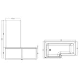 Aquarius Bathrooms L-Shaped Shower Bath Aquarius Urbano L-Shape Square Shower Bath Pack with Screen and Panel