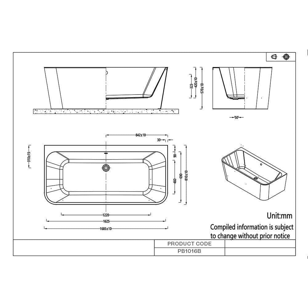 Imex Back to Wall Freestanding Baths Imex Ravine Back to Wall Freestanding Bath - 1700 x 810mm in White Gloss