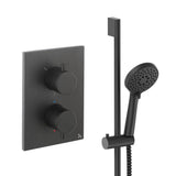UK Bathroom Store Concealed Shower Set Matt Black Crosswater Crossbox Shower Set 2 - 1 Outlet with Slide Rail Kit