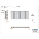 Eastbrook Panel Radiator Eastbrook Charlton Horizontal Aluminium Designer Radiator in Matt White