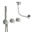 UK Bathroom Store Concealed Shower Set Brushed Nickel Crosswater Module Shower Set 5 with Pencil Handset and Overflow Bath Filler