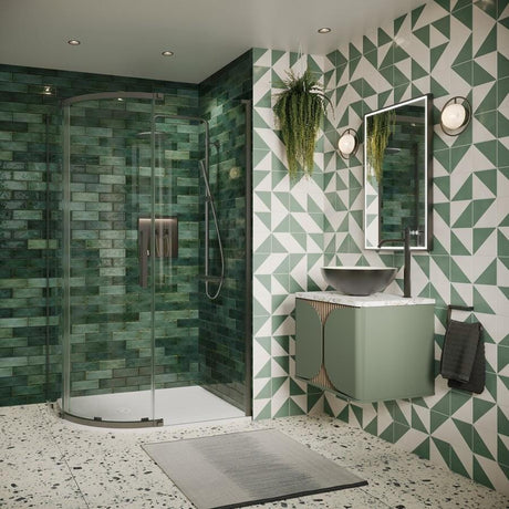Crosswater Quadrant Shower Enclosure 800 x 800 / Slate Crosswater Asura 8mm Quadrant Sliding Shower Door