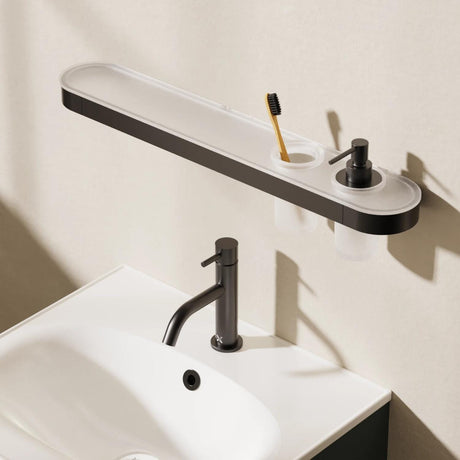 Crosswater Shelf Matt Black Crosswater Velo Shelf, Soap Dispenser and Tumbler Holder