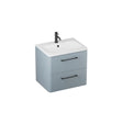 Britton Wall Mounted Vanity Unit Dusty Blue / 1 Tap Hole Basin / Matt Black Britton Camberwell Wall Mounted 600mm Vanity Unit with Basin or Worktop