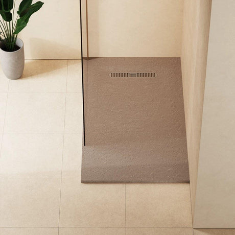 Crosswater Rectangle Shower Tray Brown / 800 x 1400 Crosswater Vito Textured Rectangle Shower Tray with Waste