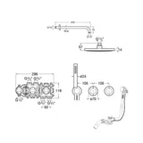 Roca Concealed Shower Set Roca T-Multi Thermostatic Concealed Shower Valve with Rainshower Head, Pencil Handset and Overflow Bath Filler