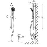 TED Shower Riser Rail TED Round Riser Rail Shower Kit with Handset and Wall Outlet