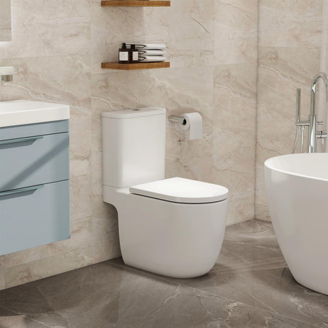 Imex Close Coupled Toilet Imex Luna Rimless UltraVortex Open Back Close Coupled Toilet with Soft Close Seat