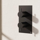 Crosswater Concealed Shower Valve Matt Black Crosswater MPRO 2 Outlet, 2 Handle Portrait Concealed Thermostatic Shower Valve (Bath/Handset)