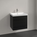 Villeroy & Boch Wall Mounted Vanity Unit Volcano Black with Black Handles Villeroy & Boch Avento Wall Hung Vanity Unit 580mm Two Drawers with Basin