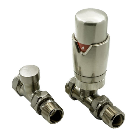 Reina Radiator Valve Brushed Reina Modal Thermostatic Straight Radiator Valves