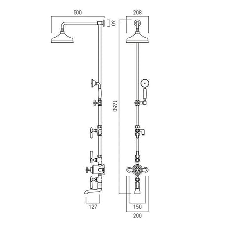 Vado Exposed Shower Set Booth & Co. Axbridge Exposed 2 Outlet Shower Set with Fixed Shower Head and Handset