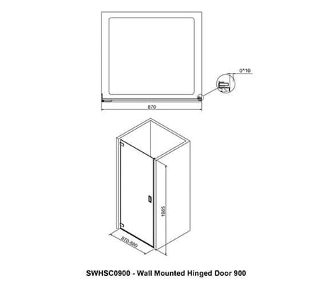 Crosswater Crosswater Svelte 8 Wall Mounted Hinged Shower Door 900mm