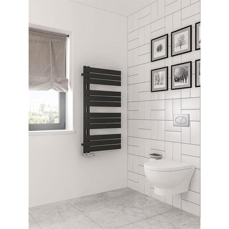 Eastbrook Designer Towel Rail 1150 x 600 / Dual Fuel Eastbrook Helmsley Straight Vertical Designer Towel Rail in Matt Black