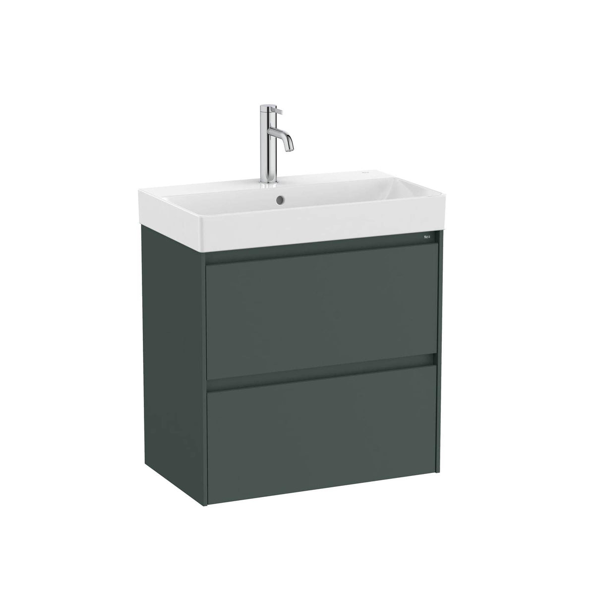 Roca Wall Mounted Vanity Unit Matt Green Roca Ona 600mm Compact Wall Mounted Two Drawer Vanity Unit with Basin