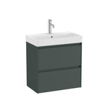 Roca Wall Mounted Vanity Unit Matt Green Roca Ona 600mm Compact Wall Mounted Two Drawer Vanity Unit with Basin