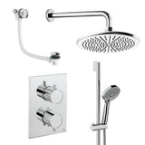 UK Bathroom Store Concealed Shower Set Chrome / Wall Arm / 300mm Crosswater Crossbox Shower Set 10 - 3 Outlet with Fixed Overhead Shower, Slide Rail Kit and Overflow Bath Filler Waste