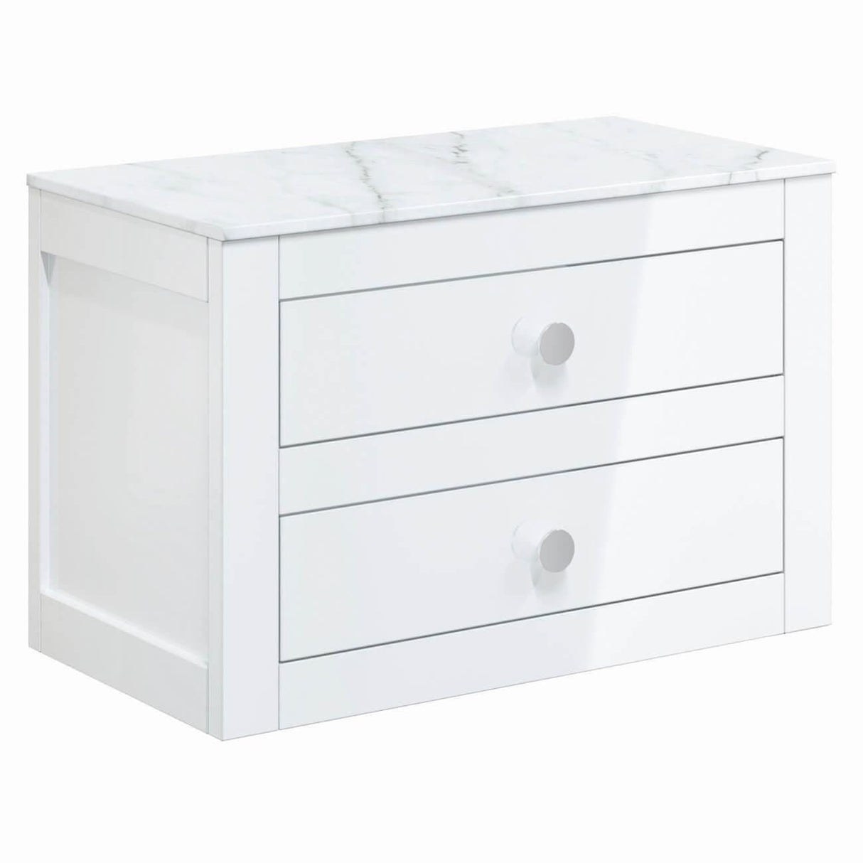 Crosswater Wall Mounted Vanity Unit White Gloss / 710 x 460mm Crosswater Canvass Vanity Unit with White Carrara Marble Effect Worktop