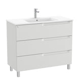 Roca Floor Standing Vanity Unit Pebble Grey / Central Roca Aleyda 1000mm Floor Standing Three Drawer Vanity Unit with Basin