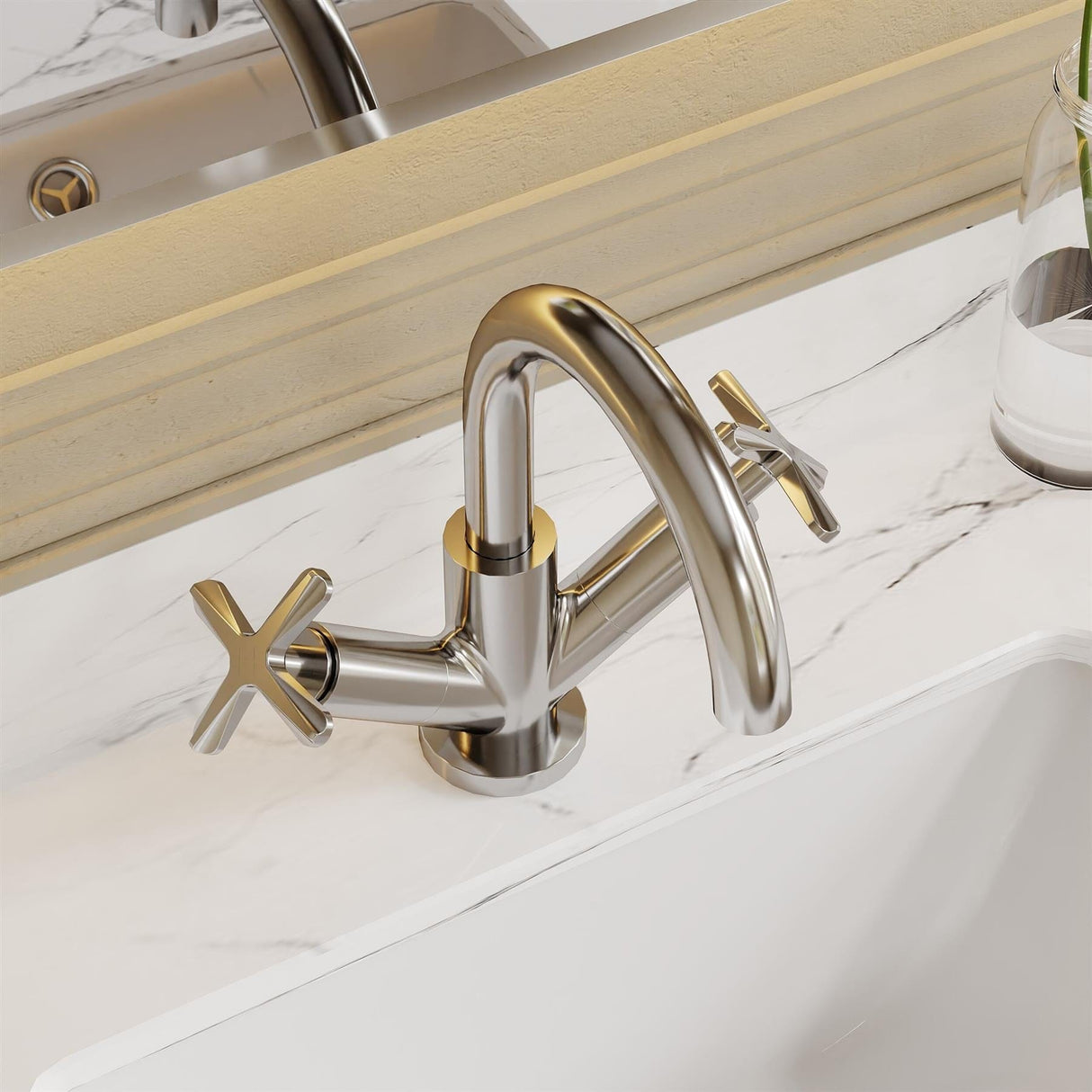 Aquarius Bathrooms Mono Basin Tap Aquarius Clarion Crosshandle Mono Basin Mixer Tap with Push Button Waste