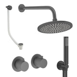UK Bathroom Store Concealed Shower Set Slate / Wall Arm / 300mm Crosswater Module Shower Set 6 - 3 Outlet with Overhead Shower, Handset and Overflow Bath Filler
