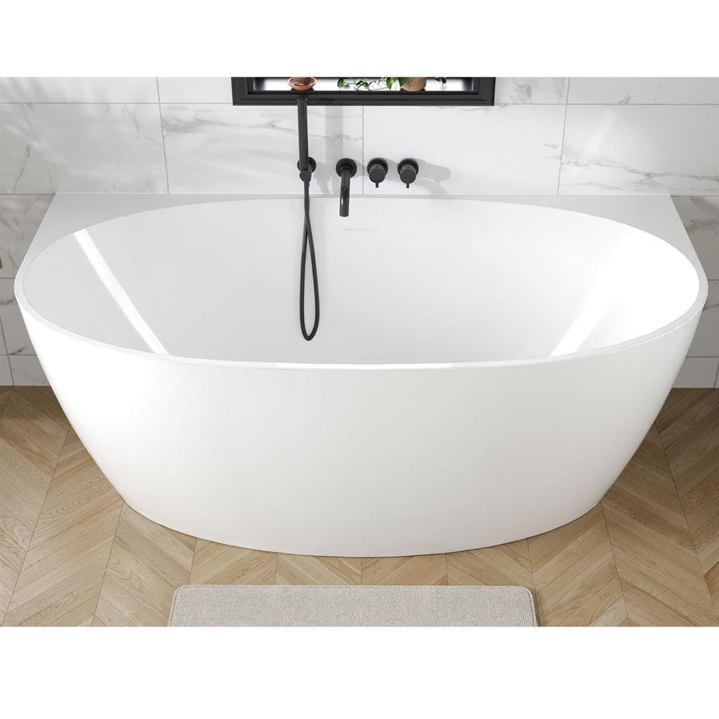 Eastbrook Back To Wall Freestanding Bath Eastbrook Harlton Back To Wall Freestanding Bath - 1500 x 750mm in Gloss White