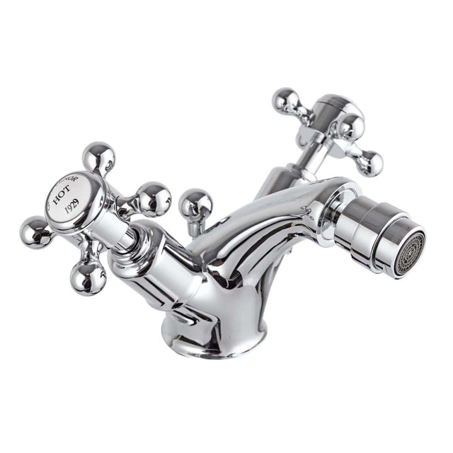 JTP Bidet Tap Chrome JTP Grosvenor Cross Bidet Mixer Tap with Pop-Up Waste
