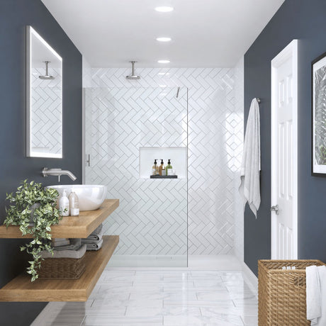 Merlyn Wetroom Panel Brushed Nickel / 300mm Merlyn 8mm Wet Room Glass Panel