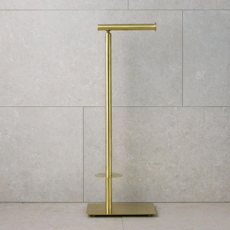 Miller Toiler Roll Holder Brushed Brass Miller Signature Freestanding Toilet Roll and Spare Roll Holder