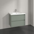 Villeroy & Boch Wall Mounted Vanity Unit Soft Green Villeroy & Boch Skyla Wall Mounted 800mm Two Drawer Vanity Unit with Basin