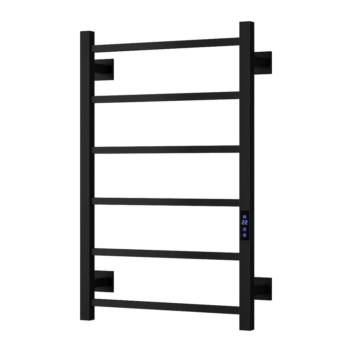 Reina Designer Towel Radiator 800 x 500mm / Matt Black Reina Velino Dry Electric Designer Towel Radiator