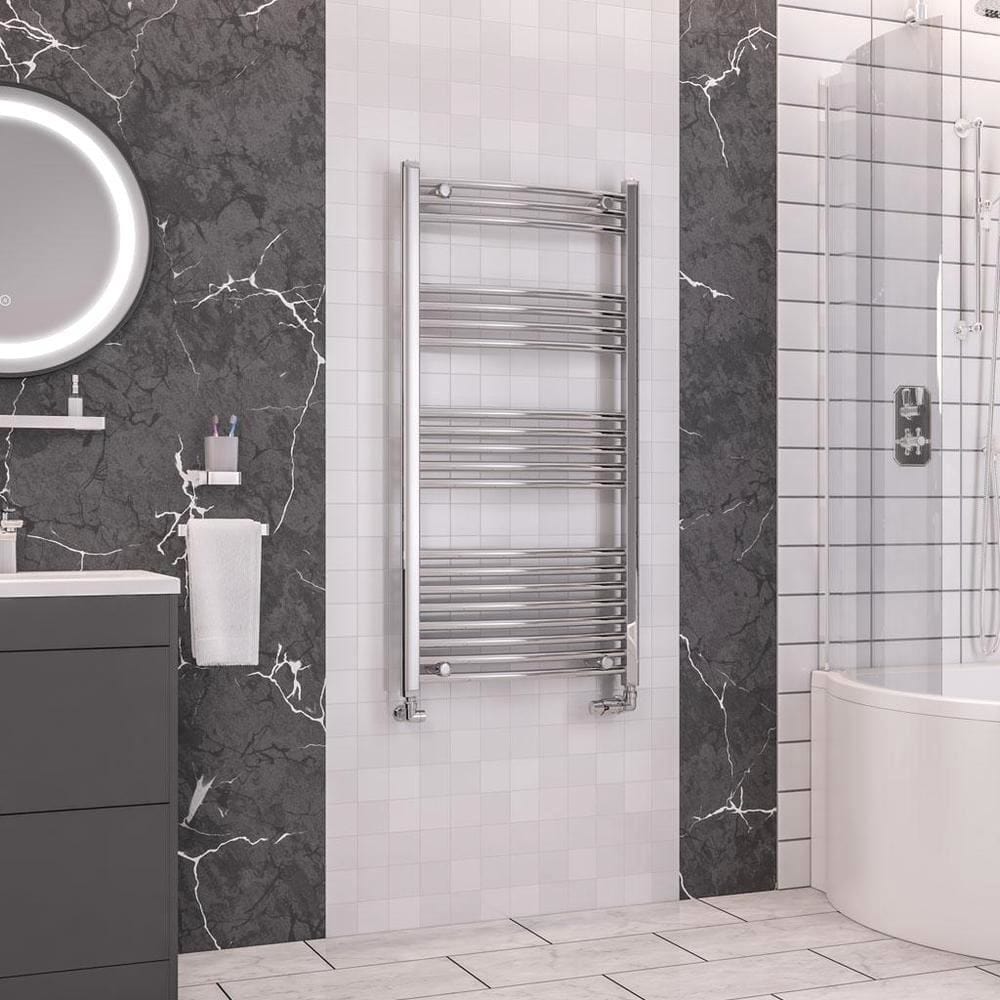 Eastbrook Wendover Curved Vertical Heated Towel Rail in Chrome