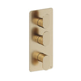 Crosswater Concealed Shower Valve Brushed Brass Crosswater Drift 2 Outlet, 3 Handle Vertical Concealed Shower Valve