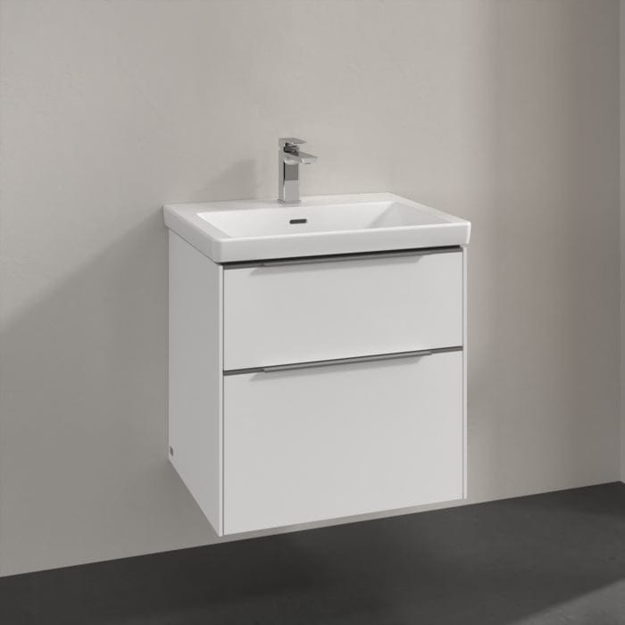 Villeroy & Boch Wall Mounted Vanity Unit Villeroy & Boch Subway 3.0 Wall Hung 600mm Two Drawer Vanity Unit with Basin