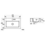Crosswater Countertop Basin Crosswater Air 600mm Countertop or Wall Mounted Basin with 1 Tap Hole