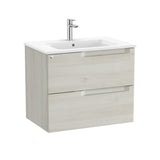 Roca Wall Mounted Vanity Unit White Wood Roca Aleyda 700mm Wall Mounted Two Drawer Vanity Unit with Basin