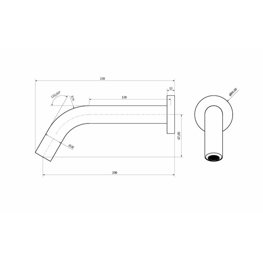 Crosswater Infrared Tap Crosswater MPRO Sensor Wall Mounted 220mm Basin Spout in Brushed Brass