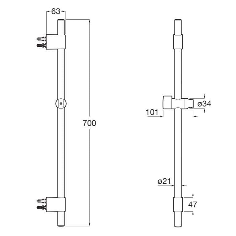Roca Shower Riser Rail Roca Sensum 700mm Shower Slide Rail with Adjustable Handset Bracket