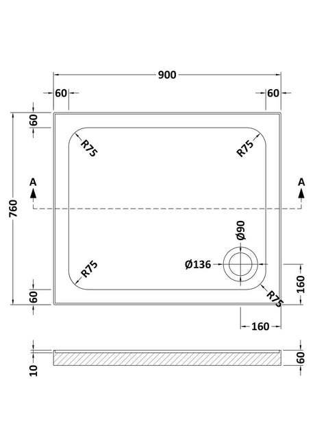 Aquarius Bathrooms Rectangle Shower Tray 900x760mm Aquarius Urbano Rectangular Stone Resin Shower Tray with 4 Upstands