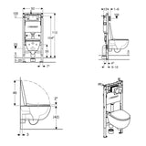 Geberit Wall Hung Toilet Geberit Duofix Alpha Cistern Frame 1120mm with Selnova Wall Hung Toilet and Flush Plate Bundle