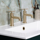 Heritage Pillar Basin Tap Brushed Brass Heritage Salcombe Basin Pillar Taps (Pair)