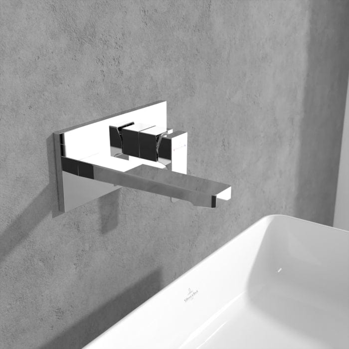 Villeroy & Boch Wall Mounted Basin Tap Chrome Villeroy & Boch Architectura Single Lever Basin Mixer Tap with Push Open Waste